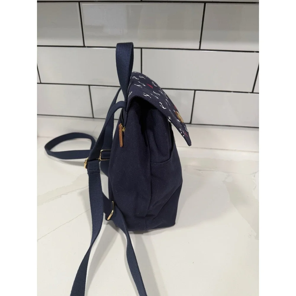 Tommy Hilfiger Mini Backpack Navy Blue Canvas Nautical Anchor Sailboat Print
